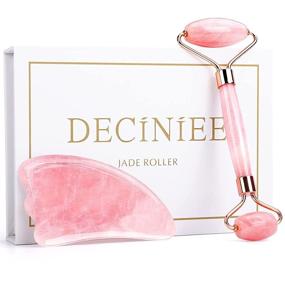 img 4 attached to 🌹 Deciniee Jade Roller and Gua Sha Set - Rose Quartz Face Roller Massager & Guasha Tool for Anti Aging, Natural Beauty Skin Care - Relaxing Face, Eye, and Neck Massage, Wrinkle Relief