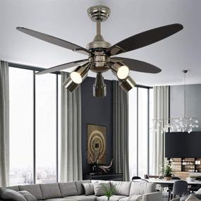 img 2 attached to 🔌 Contemporary 48-Inch Black Ceiling Fan with 5 Adjustable Light Set, Remote Control, Indoor Whisper-Quiet Fan Chandelier