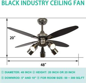 img 1 attached to 🔌 Contemporary 48-Inch Black Ceiling Fan with 5 Adjustable Light Set, Remote Control, Indoor Whisper-Quiet Fan Chandelier