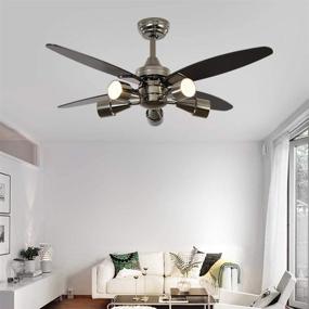 img 3 attached to 🔌 Contemporary 48-Inch Black Ceiling Fan with 5 Adjustable Light Set, Remote Control, Indoor Whisper-Quiet Fan Chandelier