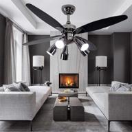 🔌 contemporary 48-inch black ceiling fan with 5 adjustable light set, remote control, indoor whisper-quiet fan chandelier логотип