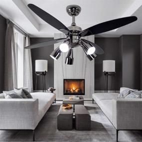 img 4 attached to 🔌 Contemporary 48-Inch Black Ceiling Fan with 5 Adjustable Light Set, Remote Control, Indoor Whisper-Quiet Fan Chandelier