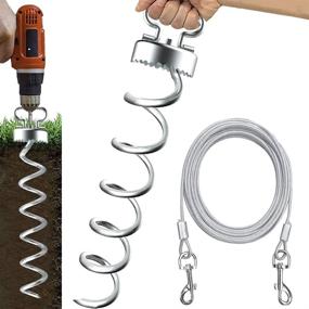 img 3 attached to 🐾 Eurmax Heavy-Duty Spiral Dog Tie Out Stake Kit with 17FT Cable - Bonus Anchor for Pets, Featuring Saw Teeth Ground Anchor Stake