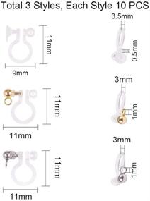 img 3 attached to 👂 15 Pairs of PH PandaHall Clear Plastic Clip-on Earring Converters with Platinum and Golden Rhinestones - Ideal DIY Earring Making Accessory for Non-Pierced Ears