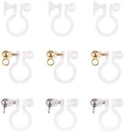 👂 15 pairs of ph pandahall clear plastic clip-on earring converters with platinum and golden rhinestones - ideal diy earring making accessory for non-pierced ears logo