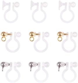 img 4 attached to 👂 15 Pairs of PH PandaHall Clear Plastic Clip-on Earring Converters with Platinum and Golden Rhinestones - Ideal DIY Earring Making Accessory for Non-Pierced Ears