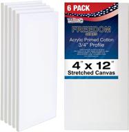 🎨 6-pack of u.s. art supply 4 x 12 inch stretched canvases, 12-ounce primed, professional white blank, 3/4" profile, heavy-weight gesso acid free - ideal for painting, acrylic pouring, and oil paint logo
