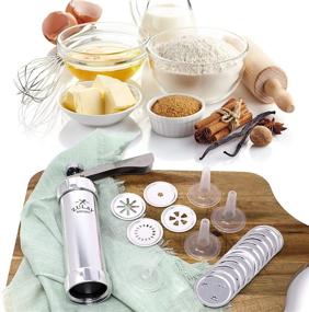 img 3 attached to 🍪 Zulay Kitchen's Deluxe Spritz Cookie Press Gun: Classic Cookie Press with 20 Decorative Stencil Discs & 4 Icing Tips - Durable & Easy to Use