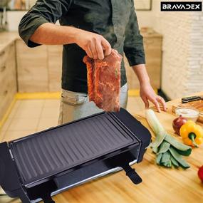 img 1 attached to 🔥 BRAVADEX Raclette Table Grill: Electric Indoor Barbecue Machine with Hot Pot Plates – 2-in-1 Korean BBQ Tabletop Griddle and 1200W Fast Heating Crepe Maker, Non-Stick Portable Hot Plate Included