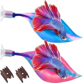 img 4 attached to WILLBOND 2-Pack Silicone Betta Bed Leaf Hammock for Betta Fish, Resting Spot, Comfortable, Safe, No BPA