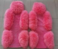 imqoq 50% genuine sheepskin fur car seat covers- set of 2 front seats for winter warmth- universal fit in pink logo