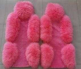 img 2 attached to IMQOQ 50% Genuine Sheepskin Fur Car Seat Covers- Set of 2 Front Seats for Winter Warmth- Universal Fit in Pink