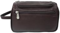 🧳 piel leather u-zip toiletry kit in chocolate - optimal size for travel logo