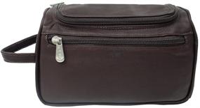 img 3 attached to 🧳 Piel Leather U-Zip Toiletry Kit in Chocolate - Optimal Size for Travel