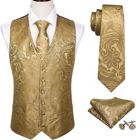 img 3 attached to 🎩 Vibrant Paisley Patterned Necktie Waistcoat by Barry Wang: Perfect for Leisurely Occasions