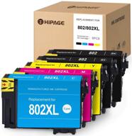 🖨️ hipage remanufactured ink cartridge set: epson 802xl t802xl 802, workforce pro wf-4730 wf-4734 wf-4720 wf-4740 ec-4020 ec-4030 ec-4040 (2 black, 1 cyan, 1 magenta, 1 yellow, 5-pack) logo