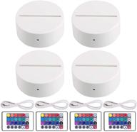 eeekit 4 pack 3d night light base + remote control + usb cable, 16 colors led light show display acrylic light base, decorative lights for bedroom shop eatery (white) логотип