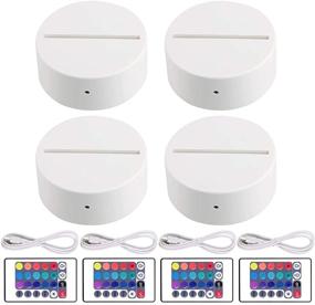 img 4 attached to EEEKit 4 Pack 3D Night Light Base + Remote Control + USB Cable, 16 Colors LED Light Show Display Acrylic Light Base, Decorative Lights for Bedroom Shop Eatery (White)