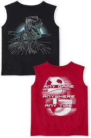 img 1 attached to 👕 2-Pack Boys Graphic Muscle Tank Tops from The Children's Place