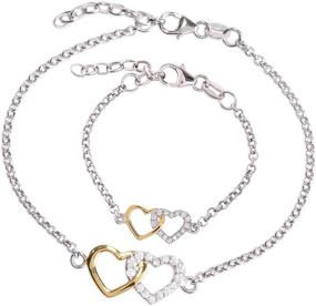 img 4 attached to Mom and Me Double Heart Bracelet 👩 - Sterling Silver Set or Individual Option for Sale