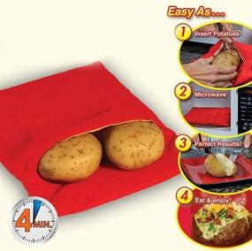 img 1 attached to 🥔 KISEER 3 Pack Reusable Microwave Potato Bag - Red: Efficient Baked Potato Cooker Pouch