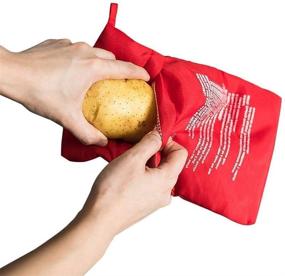 img 2 attached to 🥔 KISEER 3 Pack Reusable Microwave Potato Bag - Red: Efficient Baked Potato Cooker Pouch