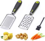 🍋 bligo lemon zester grater set 3 pack - stainless steel zesters & cleaning brush, fine blades for ginger, garlic, chocolate - dishwasher safe logo