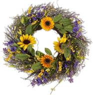 🌻 dii camz37427 decorative seasonal wreath spring/summer: vibrant sunflower design for front door or indoor wall décor (22" diameter) логотип