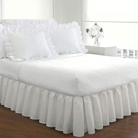 img 4 attached to 🛏️ FRESH IDEAS Bed Skirt with Ruffled Design, 18” Drop Length, Gathered Styling, Queen, White (FRE30118WHIT03)