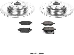 img 1 attached to 🔧 Улучшенный задний тормозной комплект: Power Stop K5854 Z23 тормозные колодки из углеродного волокна с сверлеными и нарезанными тормозными дисками.