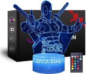 img 4 attached to 🎮 LED Deadpool Night Light: 3D Illusion Lamp with Touch & Remote Control - 16 Colors Changing | Perfect Gift for Boys and Girls