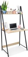 📚 2-tier ladder computer desk with storage bookshelf by springsun - modern writing table for office and home logo