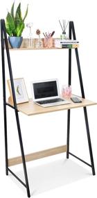 img 4 attached to 📚 2-Tier Ladder Computer Desk with Storage Bookshelf by SpringSun - Modern Writing Table for Office and Home