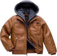 kid's faux leather winter jacket waterproof warm windproof coat bomber outerwear pu motorcycle style logo
