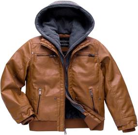 img 4 attached to Kid's Faux Leather Winter Jacket Waterproof Warm Windproof Coat Bomber Outerwear PU Motorcycle Style