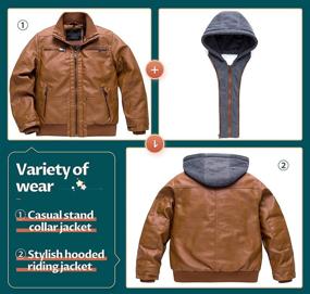 img 2 attached to Kid's Faux Leather Winter Jacket Waterproof Warm Windproof Coat Bomber Outerwear PU Motorcycle Style