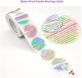 img 1 attached to 🕯️ Waterproof Holographic Candle Safety Labels Sticker Decal - 500 Pieces Per Roll for Candle Jars, Tins, and Votives by PMCDS2G