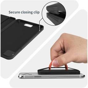 img 1 attached to Convenient and Secure Sinjimoru Cell Phone Card Holder Wallet Case with Silicone Phone Stand: Card Zip 2 Black