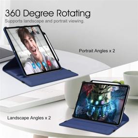 img 1 attached to Fintie 360 Degree Rotating Smart Stand Cover with Pencil Holder, Auto Sleep/Wake for iPad Pro 12.9 4th Gen 2020 & 3rd Gen 2018, Supports 2nd Gen Pencil Charging - Navy