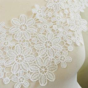 img 3 attached to 🌺 Exquisite White Embroidered Lace Neckline Collar with Floral Brown Leaf Applique Patches - Perfect for Scrapbooking and Sewing (Style A)