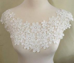 img 4 attached to 🌺 Exquisite White Embroidered Lace Neckline Collar with Floral Brown Leaf Applique Patches - Perfect for Scrapbooking and Sewing (Style A)