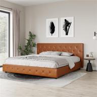 🛏️ dhp dakota upholstered platform bed, king, camel | stylish and comfortable sleep solution logo