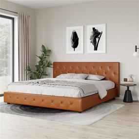 img 2 attached to 🛏️ DHP Dakota Upholstered Platform Bed, King, Camel | Stylish and Comfortable Sleep Solution