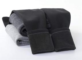 img 3 attached to Winter Warmth for Girls: IRELIA Kids Solid Leggings, Made from 100% Cotton with Fleece Lining