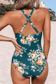 img 2 attached to 🌺 CUPSHE Women's High Neck Scallop Floral Print One-Piece Swimsuit for Stylish Bathing