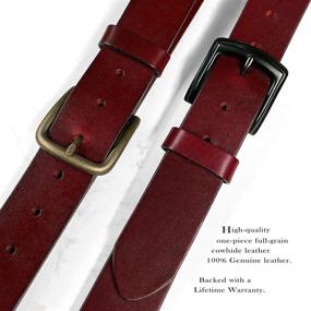 img 1 attached to 👞 Burgundy Genuine Casual Leather Buckle Men's Belt - Premium Quality Accessories