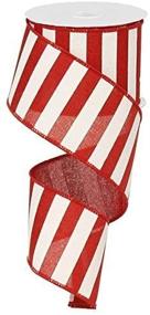 img 2 attached to Red Horizontal Stripe Wired Edge Ribbon - 10 Yards, 2.5 inches
