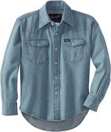 wrangler x large boys' clothing: sleeve western chambray tops, tees & shirts logo