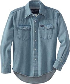img 2 attached to Wrangler X Large Boys' Clothing: Sleeve Western Chambray Tops, Tees & Shirts