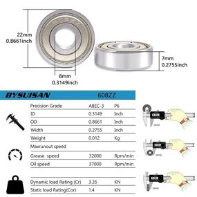 img 2 attached to BYSUISAN Bearings Skateboard Rollerblades 8Mmx22Mmx7Mm